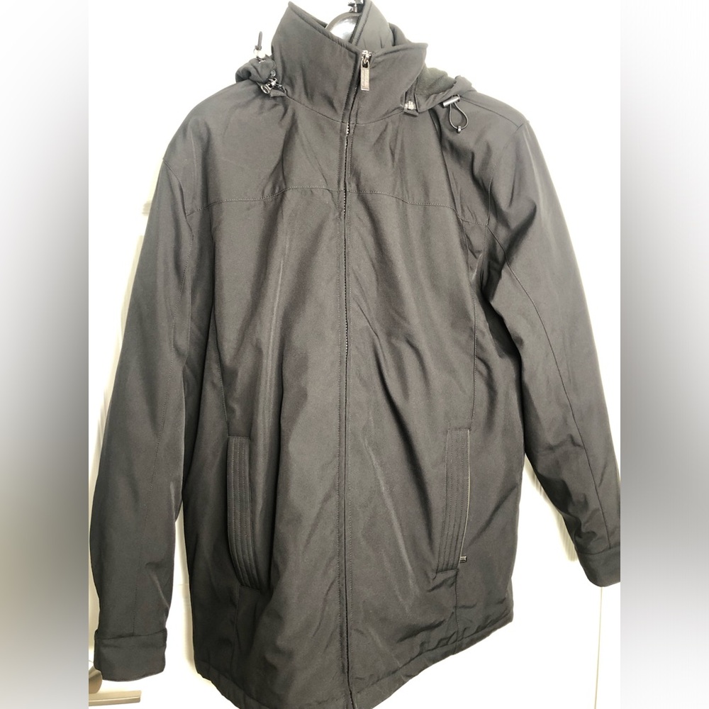 WEATHERPROOF Men’s Medium Black Insulated Hooded Double Zip Jacket Parka